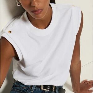 Nation LTD Marina White Muscle Top with Gold Accents